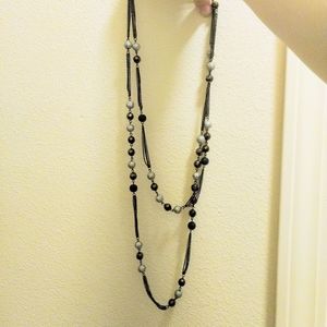 Black and silver two tier necklace